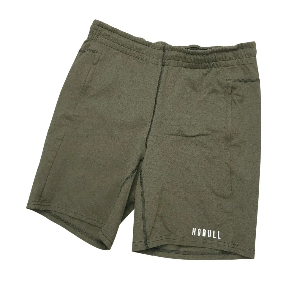 NOBULL Shorts Mens M Green Stretch Zip Pocket Running Training Athletic Gym